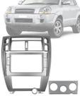 Moldura 2 Din Hyundai Tucson 10" Polegadas Prata 2007 até 2011 Ar Analógico/Ar Digital
