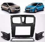 Moldura 2 Din Renault Logan Sandero 2016, 2017, 2018, 2019 - Preta