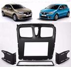 Moldura 2 Din Renault Logan Sandero 2016, 2017, 2018, 2019 - Preta