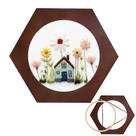 Moldura de argola bordada Xembro Wood Hexágono 20cm com argola 20cm Moldura de argola bordada Xembro Wood Hexágono 20cm com argola 20cm