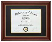 Moldura de diploma CORE ART, 8,5 x 11 polegadas com tapete duplo ou 11 x 14 polegadas sem tapete. Display para moldura de documentos, moldura de certificado de madeira maciça natural com borda dourada, painel de vidro semitemperado.