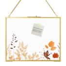 Moldura de flores prensadas Patouque 20x25cm com corrente de metal dourado