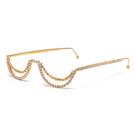 Moldura de óculos de moda, corrente de strass, metal decorativo