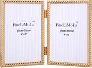 Moldura para fotos FineLimola 4x6", moldura dupla, metal dourado