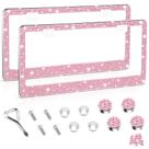 Moldura para Placa Amiss, 2 Unidades, Rosa com Strass, Aço Inoxidável