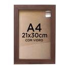 Moldura Quadro A4 21x30 Diploma Certificado Foto com Vidro - Várias Cores
