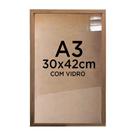 Moldura Quadro Caixa 3cm A3 30x42cm Foto Poster Ilustração Com Vidro - Várias Cores