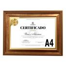 Moldura Quadro Dourada Luxo A4 com Vidro Diploma Certificado Fotografia