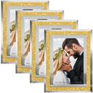 Molduras para fotos HIKWADERY 4x6 Gold Sparkle Glass, conjunto de 4