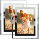 Molduras para fotos HIKWADERY Silver 10x15cm Conjunto de 2 com vidro HD Molduras para fotos HIKWADERY Silver 10x15cm Conjunto de 2 com vidro HD