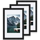 Molduras para fotos Hongkee Black 20x30cm, conjunto de 3 vidros de madeira