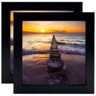 Molduras para fotos LEKAIYA 6x6 pretas, conjunto de 2 molduras de madeira para mesa Molduras para fotos LEKAIYA 6x6 pretas, conjunto de 2 molduras de madeira para mesa
