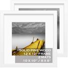 Molduras para fotos Tiblue 12x12 de madeira branca, conjunto de 2