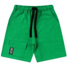 Moletinhho verde lisa bermuda cargo infantil com regulagem cintura