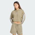 Moletom Adidas 3 Stripes Cropped com Capuz Feminino Verde e Branco