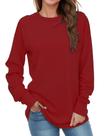 Moletom AURUZA para mulheres de manga comprida, gola redonda, vermelho, tamanho S