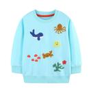 Moletom Azul De Manga Longa Para Meninas, Gola Redonda, Estampado, Casual, Pullover De Outono E