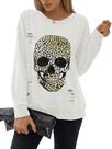 Moletom Blooming Jelly Halloween Skull Graphic feminino branco