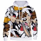Moletom Blusa De Frio Estampa de Desenho Masculino Feminino Loney Com Capuz