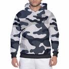 Moletom Camuflado Masculino Blusa de Frio Com Capuz Flanelada Casaco com Bolsos Laterais