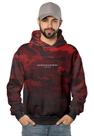 Moletom Camuflado Vermelho e Preto Grosso com Capuz