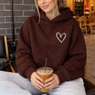Moletom Canguru Estampado Coração Linhas 1323 Delicado Amor Inverno Frio Casaco Conforto