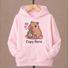 Moletom Canguru Infantil Estampa Capy Bara 1032 Moderno Estiloso Tendência Look Kids Escola