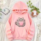Moletom Canguru Infantil Estampa Gatinho Gordinho Coração 1033 Inverno Conforto Look Charmoso Quenti