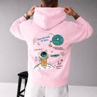 Moletom Canguru Masculino Estampado Astronauta Na Lua Streetwear Despojado Skatista Outfit Inverno
