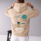 Moletom Canguru Masculino Estampado Astronauta Na Lua Streetwear Despojado Skatista Outfit Inverno
