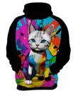 Moletom Casaco Blusa Gato Gatinho Pop Art Abstrata HD 5