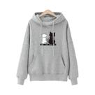 Moletom Casual Feminino Com Estampa De Gato Fofo, Moda Streetwear, Moletom Com Capuz Monogramado