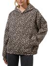 Moletom com capuz Anoumcy de tamanho grande com estampa de leopardo para mulheres marrom L