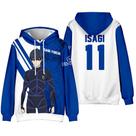 Moletom com capuz Blues Locks Isagi Anime masculino e feminino