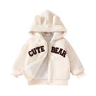Moletom com capuz com zíper de lã acolchoada bordada em 3D com letra de inverno