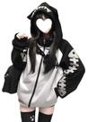 Moletom com capuz ISMT TZ TM Y2K Cat Ear para meninas com zíper Moletom com capuz ISMT TZ TM Y2K Cat Ear para meninas com zíper