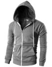 Moletom com capuz Ohoo DCF002-CINZA ESCURO-XL Slim Fit com Zíper Moletom com capuz Ohoo DCF002-CINZA ESCURO-XL Slim Fit com Zíper
