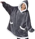 Moletom com capuz para mulheres, pijamas de lã cinza
