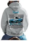 Moletom com capuz RoseSeek masculino com estampa de carros vintage cinza XXL