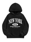 Moletom com capuz WDIRARA Girl's New York 9Y preto de manga comprida