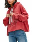 Moletom com capuz ZIZERY feminino de tamanho grande, floral, patchwork, waffle vermelho