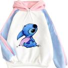 Moletom com design de bloqueio de cores Stitch Looking Up to Sky