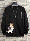 Moletom Com Estampa De Gato Kawaii, Casual Para Mulheres E Homens, Pullover De Fleece Quente E Macio