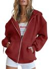 Moletom com Zíper PRETTYGARDEN 2025 Marrom Vermelho P