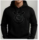 Moletom Corinthians Escudo Preto Blusa Frio Timão Agasalho