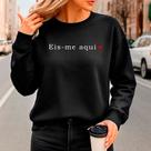 Moletom Cristão Feminino Gola Redonda EIS-ME AQUI Minimalista Blusa Religiosa em Algodão Macio