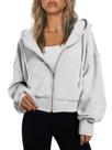 Moletom Cropped Leve Trendy Queen com Zíper Completo Cinza Moletom Cropped Leve Trendy Queen com Zíper Completo Cinza