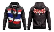 Moletom De Frio Muay Thai Joelho Afiado Preto Blusa Capuz Luta Boxe
