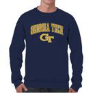 Moletom de gola redonda Gameday para adultos Campus Colors Arch & Logo Soft Style (jaquetas amarelas Georgia Tech azul marinho, grande)