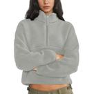 Moletom de lã Keeliya Cropped com meio zíper, jaqueta sherpa feminina